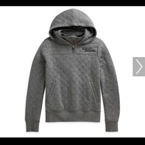 Harley Davidson Ladies Quilted 1/4 zip Hooded Sweatshirt- Medium